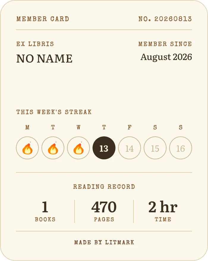 Litmark library card with this week's streak and reading record